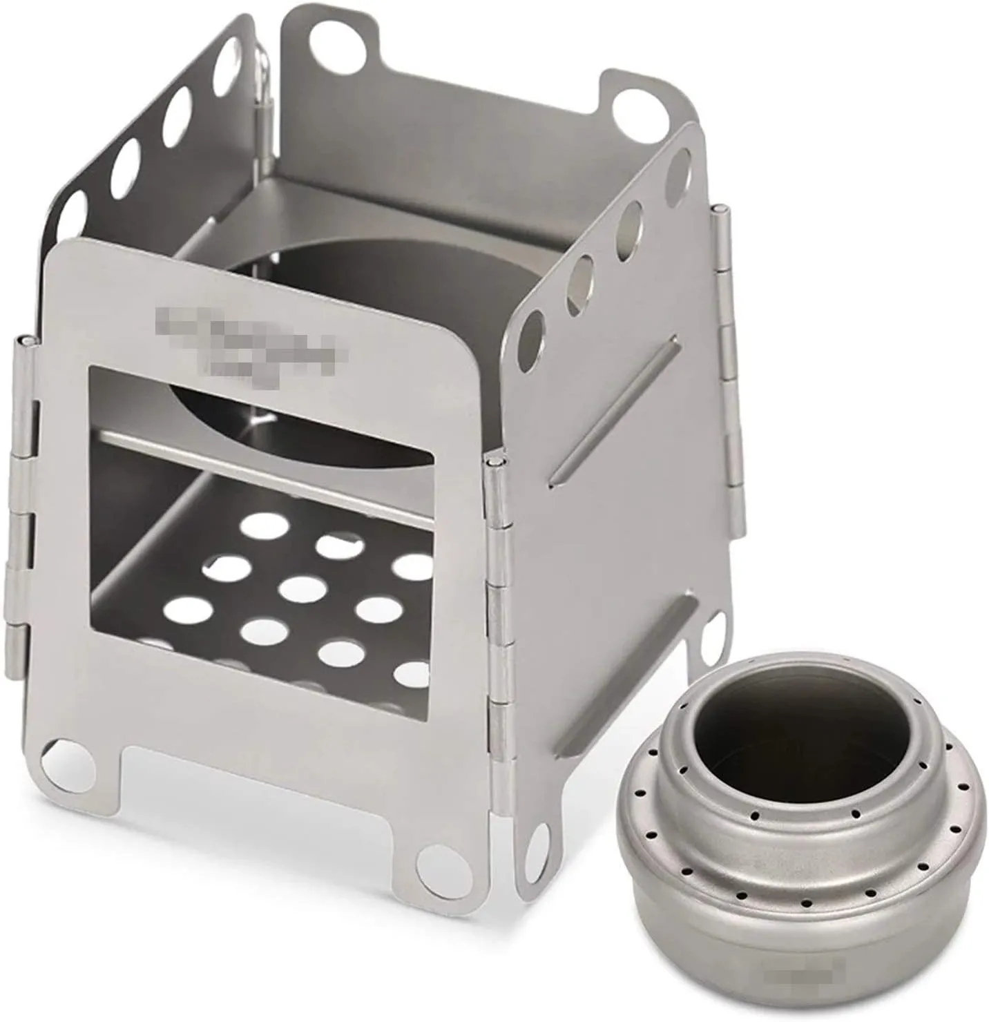 Camping Wood Stove Folding Wood Stove Titanium Lightweight Pocket Stove with Mini Alcohol Stove Convenient Storage (Color : Silver, Size : One Size) (Silver One Size)