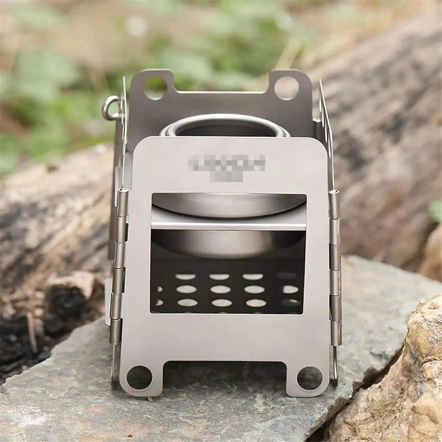 Camping Wood Stove Folding Wood Stove Titanium Lightweight Pocket Stove with Mini Alcohol Stove Convenient Storage (Color : Silver, Size : One Size) (Silver One Size)