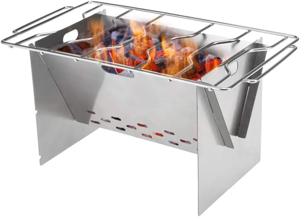 Camping Wood Stove, Portable Card Folding Grill, Mini Camping Picnic Wood Stove, for Outdoor Survival Cooking, Picnic Hunting