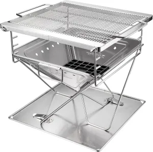 Campingmoon BBQ Grill Fire Pit Foldable Stainless Steel - Large MT-045