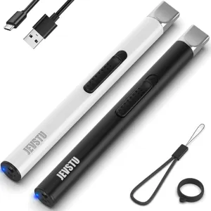 Candle Lighter, Electric Lighter Rechargeable USB Lighter, Arc Windproof Flameless Plasma Lighter Long Stick, No Butane Fluid, Perfect for Candle BBQ Camping Kitchen Stove, Black and White