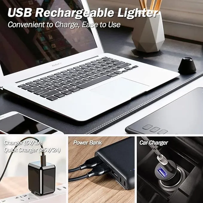Candle Lighter, Electric Lighter Rechargeable USB Lighter, Arc Windproof Flameless Plasma Lighter Long Stick with Rope and Ring, No Butane Fluid, Perfect for Candle BBQ Camping Kitchen Stove, Pink