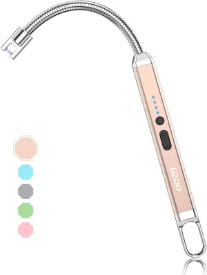 Candle lighters, Electric Lighter, Rechargeable Arc Lighter, 360° Flexible Neck Flameless Grill Long Lighters for Candle Aromatherapy Camping BBQ Gas Stove-Gold
