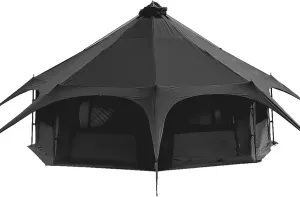 Canvas Bell Tent, Yurt Tent with Stove Jack, Waterproof and Breathable Large Family Tent, Glamping Tent, Detachable Groundsheet for Camping Party, 450x450x280cm