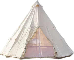 Canvas Indian Tent Yurt Tents 3-8 Persons Bell Tents Outdoors Large Glamping Bell Tents for Family Camping Hunting Christmas Party Shelter (5m) (5m)
