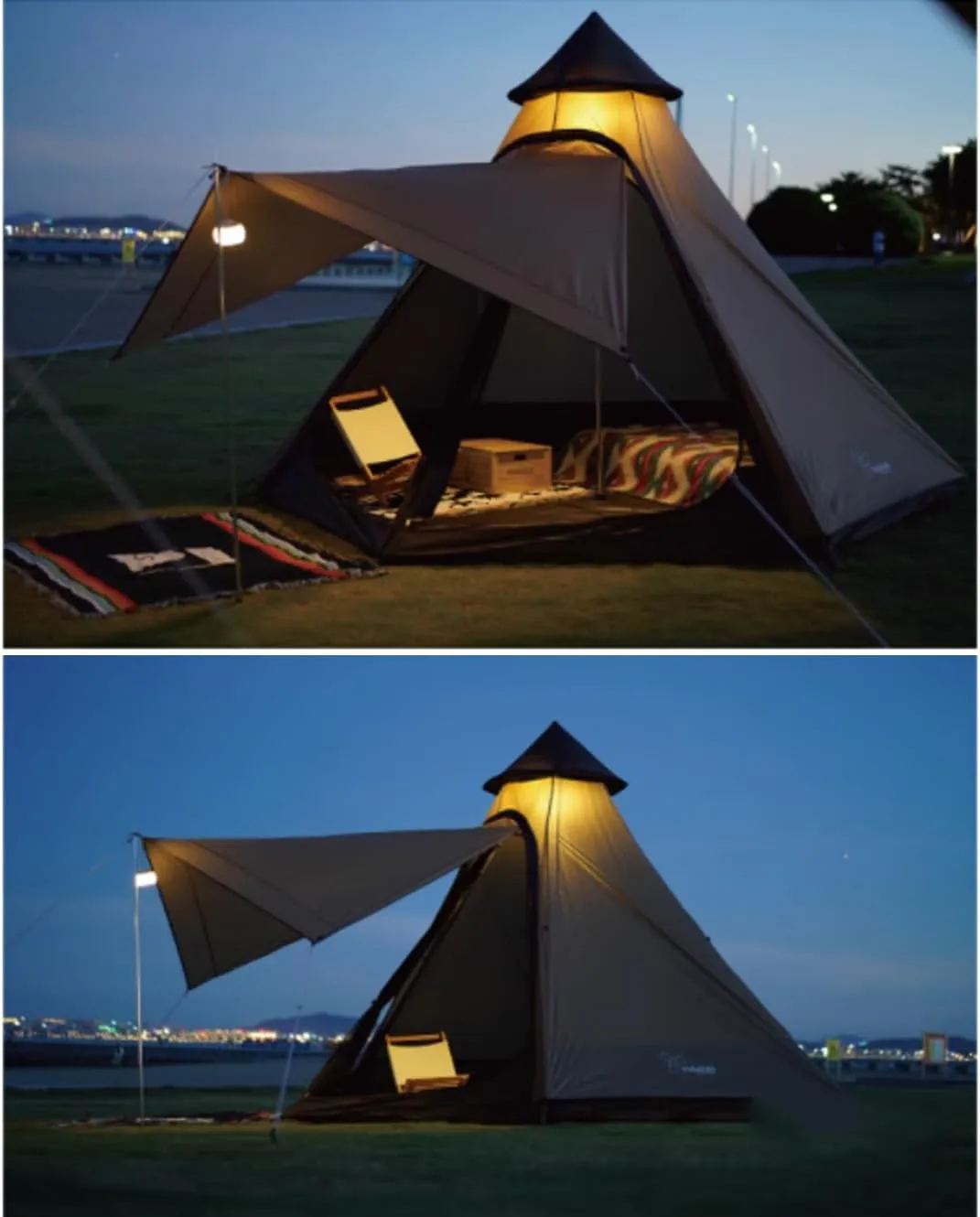 Canvas Indian Tent Yurt Tents 3-8 Persons Bell Tents Outdoors Large Glamping Bell Tents for Family Camping Hunting Christmas Party Shelter