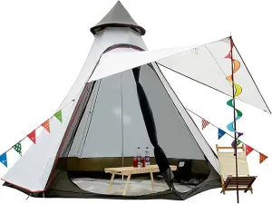 Canvas Indian Tent Yurt Tents 3-8 Persons Bell Tents Outdoors Large Glamping Bell Tents for Family Camping Hunting Christmas Party Shelter