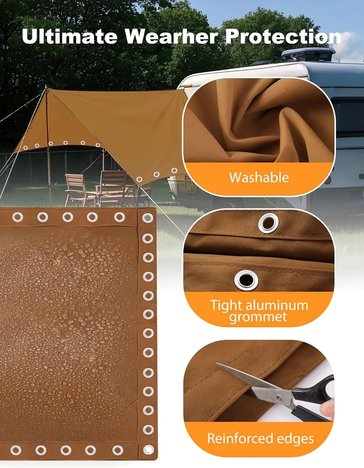 Canvas Tarp 20x24ft 22Mil Water-Resistant Tarps with Aluminum Grommets, 14OZ UV-Resistant Tarpaulin,Heavy-Duty Multi-Use Cloth Covers for Wood/Car/Roof/Boat/Camp/Canopy
