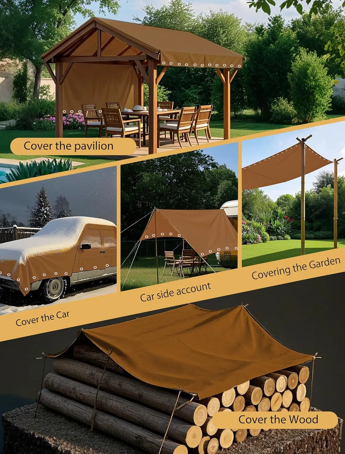 Canvas Tarp 20x24ft 22Mil Water-Resistant Tarps with Aluminum Grommets, 14OZ UV-Resistant Tarpaulin,Heavy-Duty Multi-Use Cloth Covers for Wood/Car/Roof/Boat/Camp/Canopy
