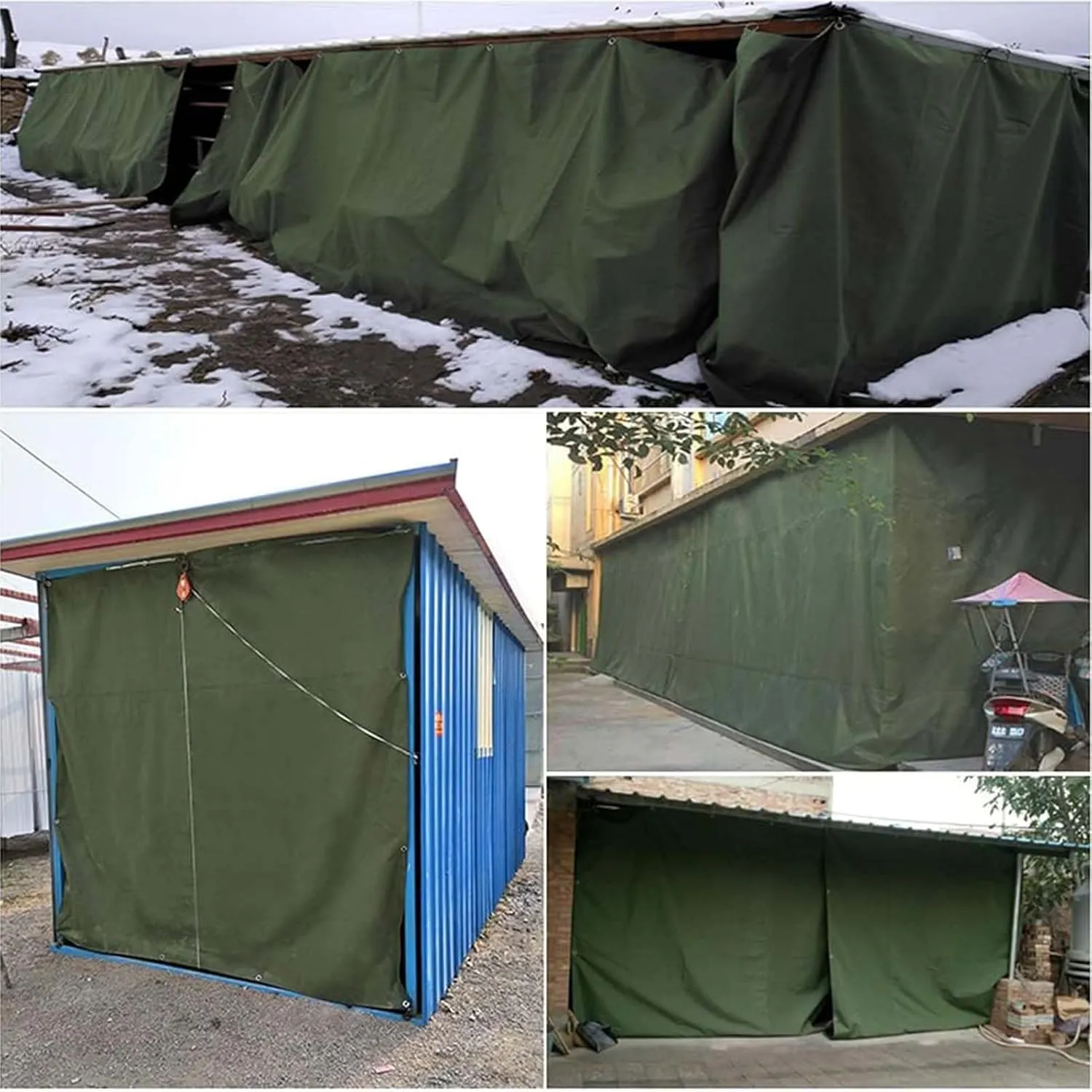 Canvas Tarps Waterproof 3.3x3.3ft, Heavy Duty Tarpaulin Cover, Tarp Cover Waterproof with Aluminum Grommets, Thick Tarp, for Roof, Outdoor, Patio, Ripstop, Rainproof