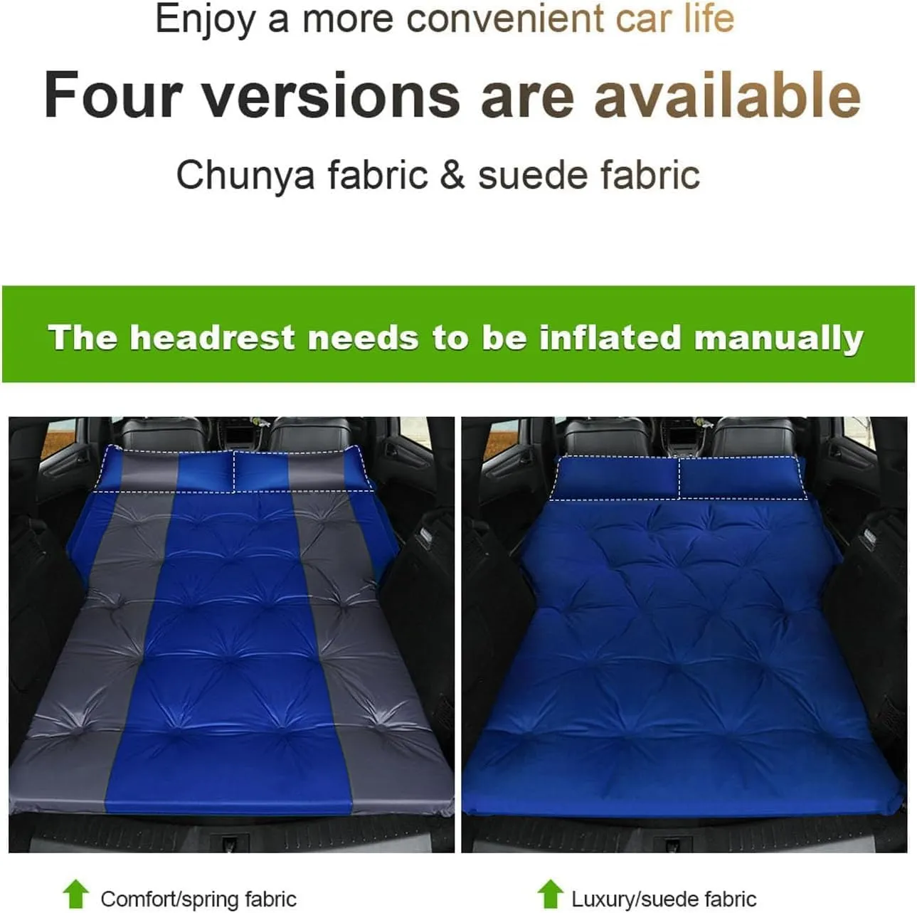 Car Air Mattresses with Pillow, for Cadillac XT5 2016-2023 Folding Inflatable Trunk Rear Seat Pad, SUV Travel Portable Outdoor Camping Sleeping Bed Accessories,Black