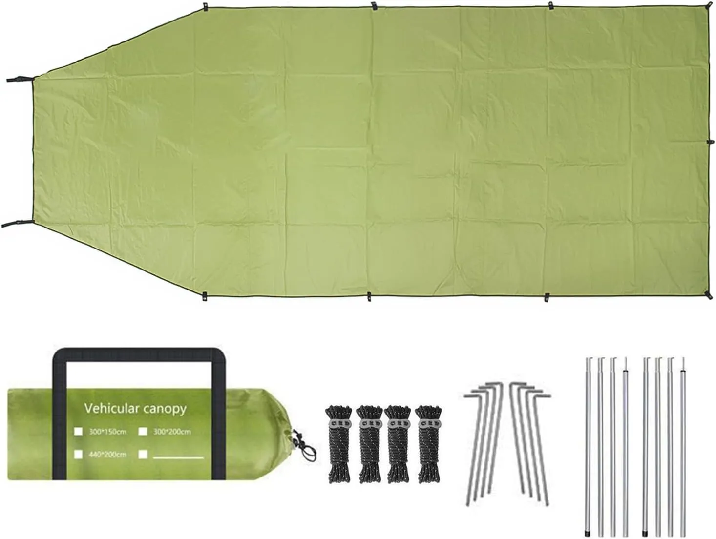 Car Awning Waterproof Oxford Cloth 5-8 Persons Outdoor Camping Tarp SUV Truck Tailgate Canopy RV Vehicle Roof Sun Shade Hatchback Car Tent for Camping Family Camping Army Green3 L3