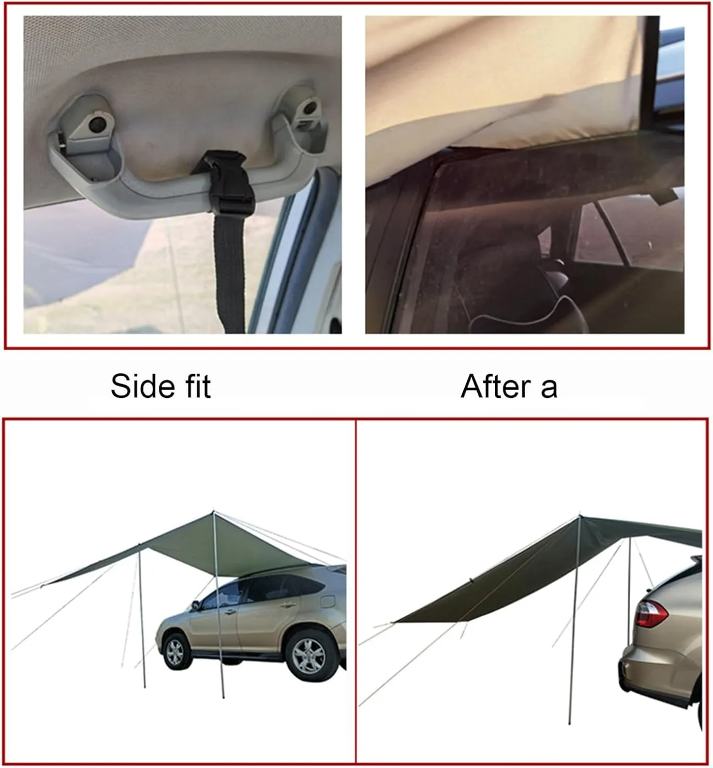 Car Awning Waterproof Oxford Cloth 5-8 Persons Outdoor Camping Tarp SUV Truck Tailgate Canopy RV Vehicle Roof Sun Shade Hatchback Car Tent for Camping Family Camping Army Green3 L3