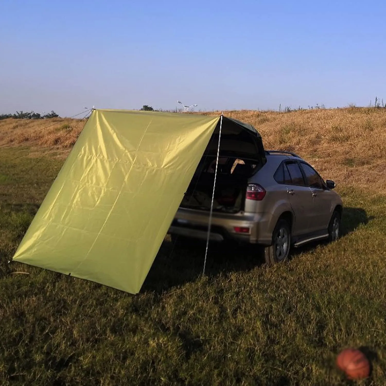 Car Side Awning SUV Car Side Tent Sunshade Screen Canopy,Car Awning Sun Shelter Waterproof Camping Tarp with 210D Silver Coated Oxford Cloth,for SUV Beach Outdoor (14.4 x 6.6ft) (Silver 9.8 x 6.6ft)