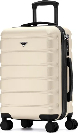 Carry On Suitcase 22x14x9 Hardside Built In TSA Lock & USB Port Lightweight Luggage Silent Double Spinner Wheels Maximum Overhead Carry-On Bag For American & United Approved Airlines