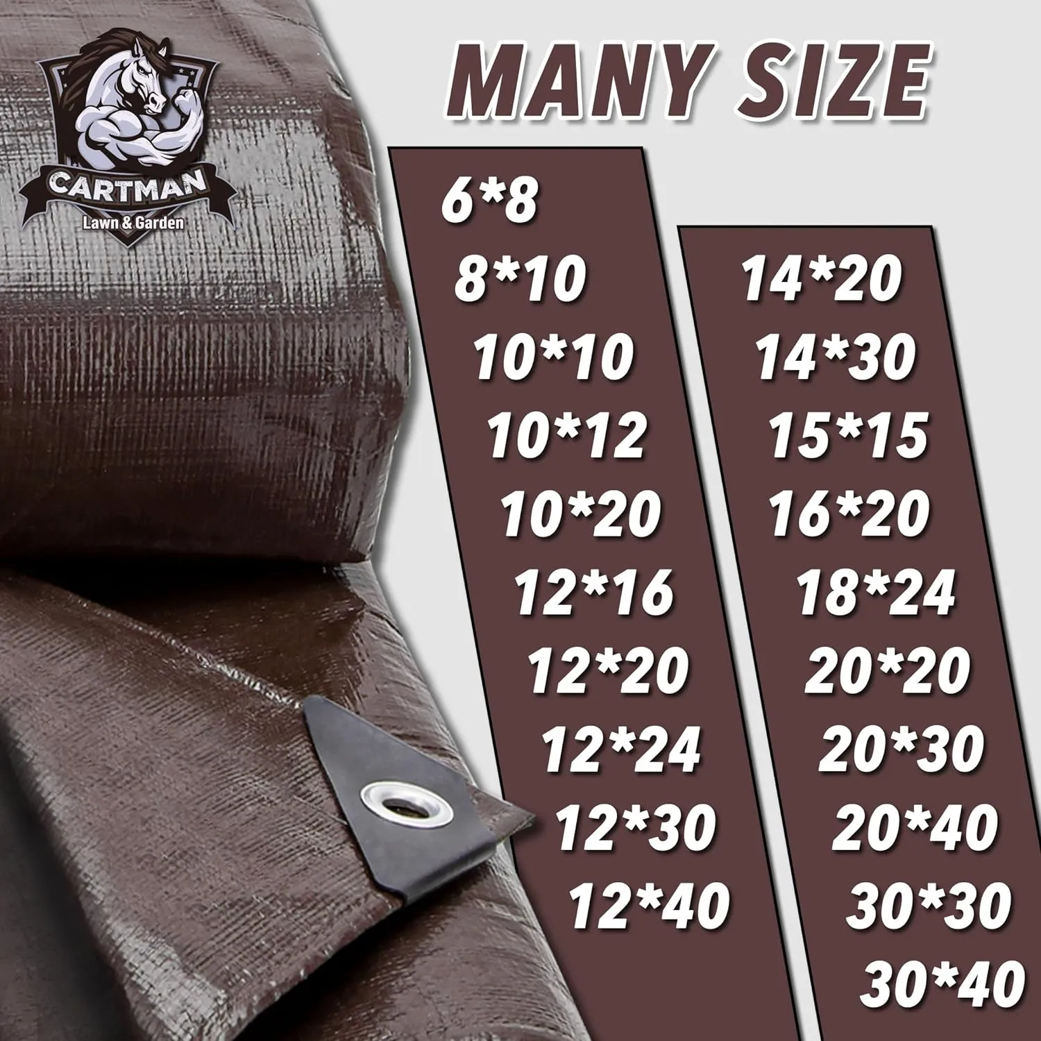 CARTMAN Finished Size 14x30 Feet Extra Thick 20 Mil Brown Ultra Heavy Duty Poly Tarp, Multipurpose Protective Cover, UV Resistant, Waterproof Poly Tarpaulin with Reinforced Edges