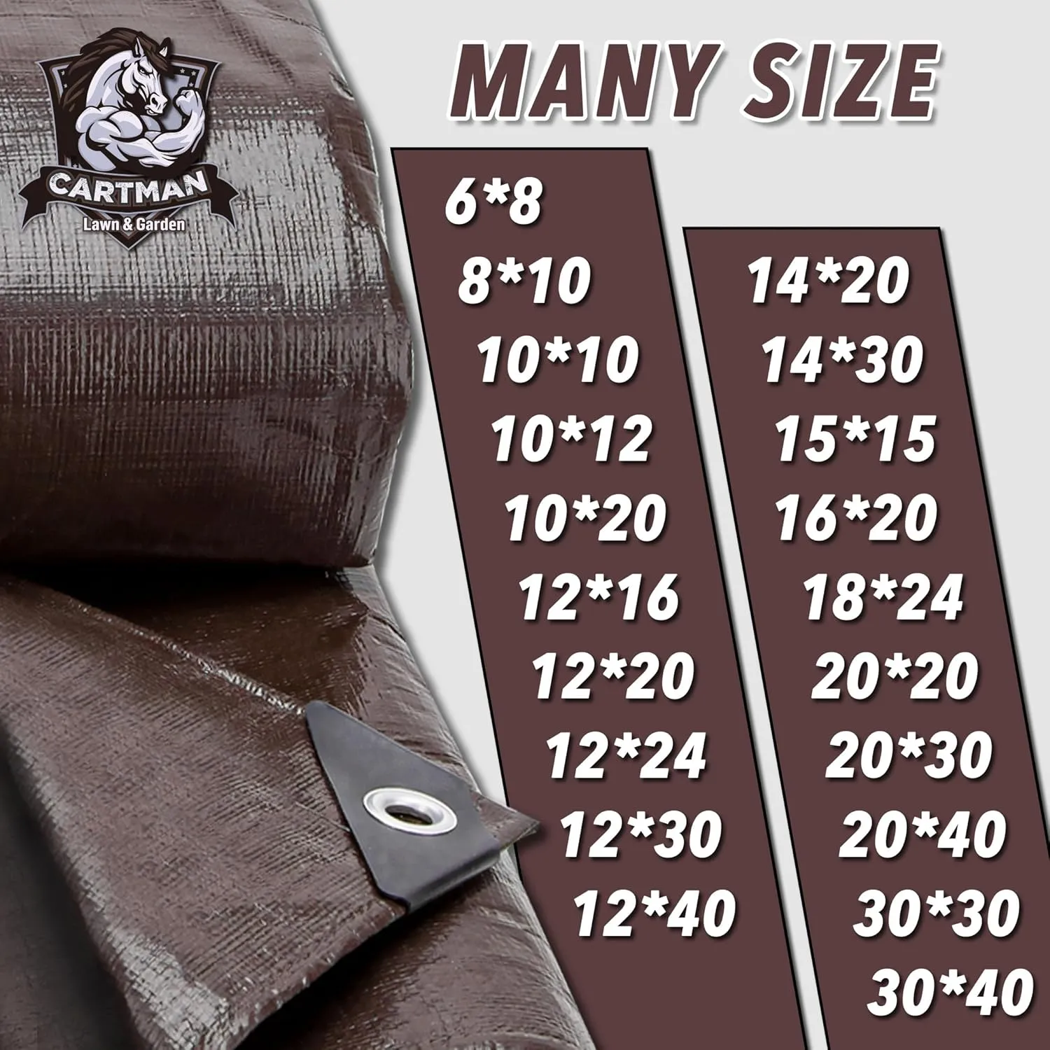 CARTMAN Finished Size 30x30 Feet Extra Thick 20 Mil Brown Ultra Heavy Duty Poly Tarp, Multipurpose Protective Cover, UV Resistant, Waterproof Poly Tarpaulin with Reinforced Edges