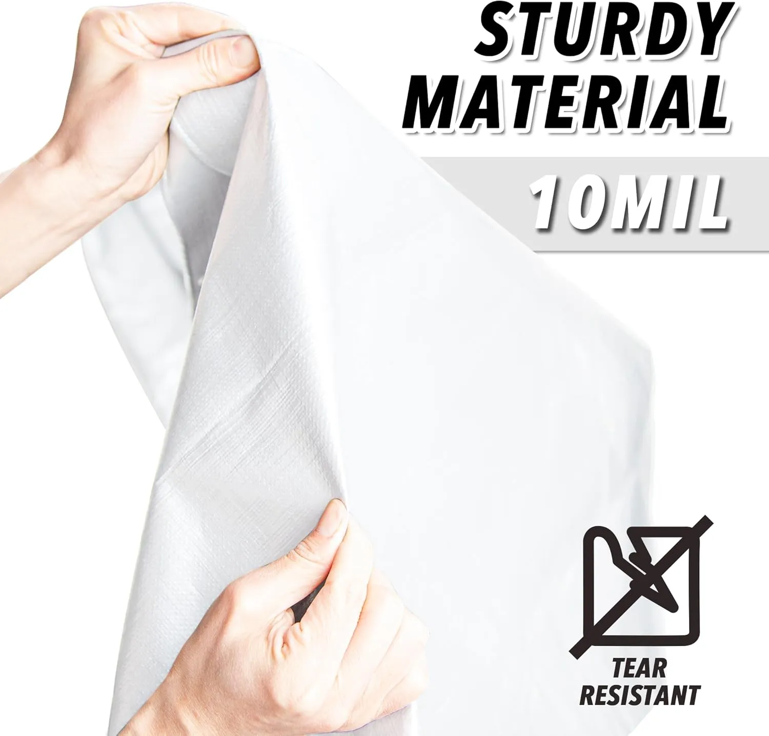 CARTMAN Finished Size 30x40 Feet 10 Mil White Heavy Duty Poly Tarp, Multipurpose Protective Cover, UV Resistant, Waterproof Poly Tarpaulin with Reinforced Edges Tarpaulin with Reinforced Edges