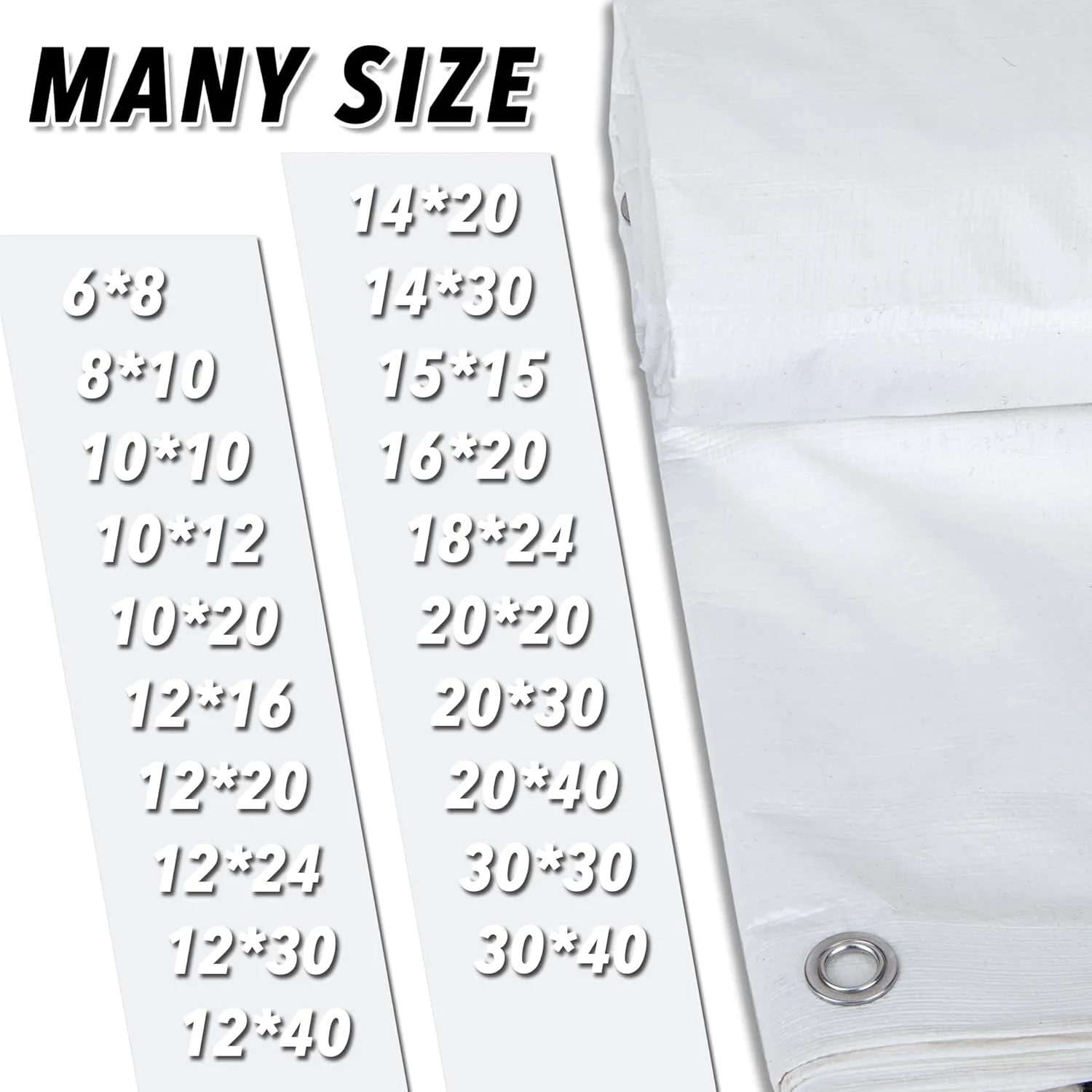CARTMAN Finished Size 30x40 Feet 10 Mil White Heavy Duty Poly Tarp, Multipurpose Protective Cover, UV Resistant, Waterproof Poly Tarpaulin with Reinforced Edges Tarpaulin with Reinforced Edges