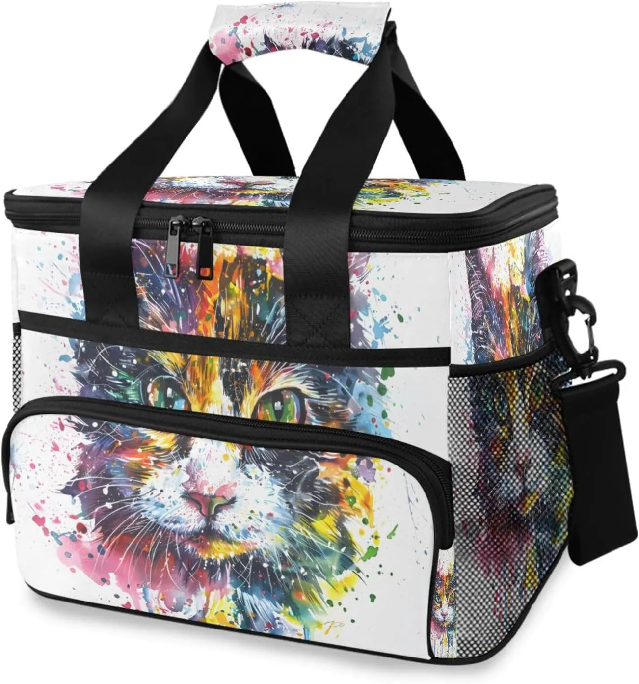 Cats Rainbow Watercolor Cooler Bag Insulated Cooler Soft Sided Cooler 24 Can Portable Picnic Bag Large Leakproof Lunch Bag Box for Beach Grocery Camping Travel Car Men Women