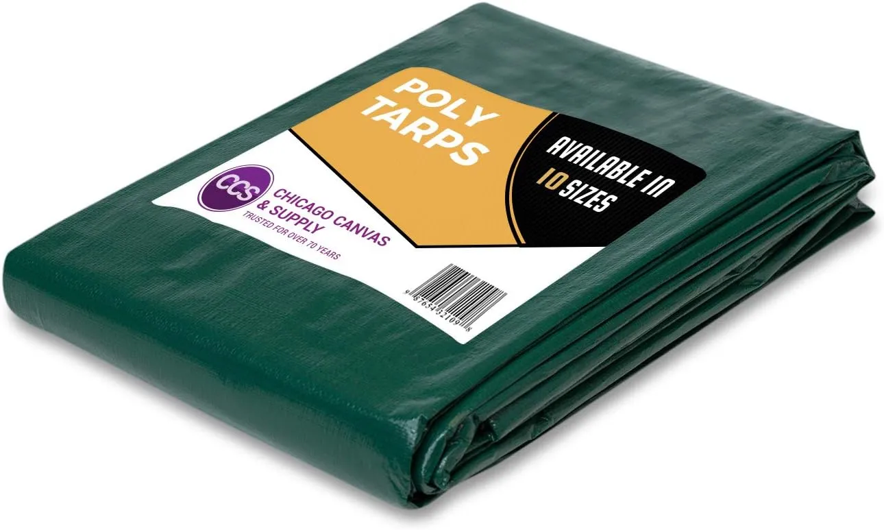 CCS Heavy Duty Poly Tarp – Waterproof Tarpaulin with Rustproof Grommets, UV Protection & Reinforced Edges for Construction, Farm, Lawn & Outdoor Use (Green Silver, 20x30 Ft)