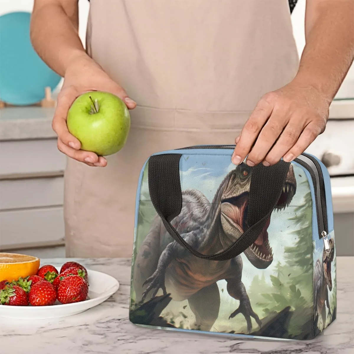 cfpolar Lunch Bags for Women Girls Boys Dinosaur in Forest Insulated Lunch Box Reusable Cooler Lunch Tote for Picnics, Travel, Office Lunches, Schools, Beaches, Hiking, Fishing