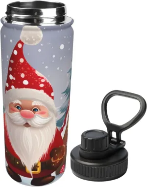 Christmas Snowman 18 oz Stainless Steel Water Bottles Insulated Sports Water Bottle with Handle, Winter Tree Candy Double Wall Travel Water Flask for Running Hiking Fishing
