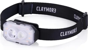 Claymore Heady  (Black) - Rechargeable LED Headlamp Flashlight, Lightweight for Camping, Running, Hiking, Emergency & Industrial Use. Waterproof, USB-C Charging, Up to 70 Hours Battery Life.