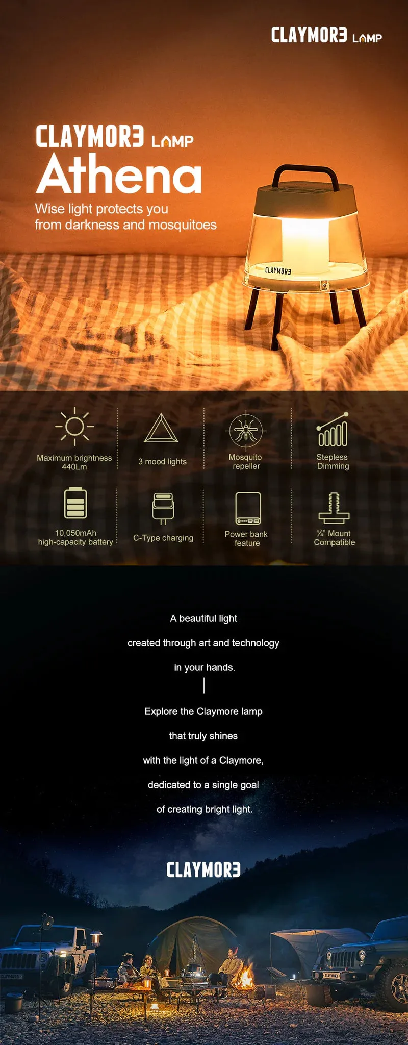 Claymore Selene Rechargeable Lamp