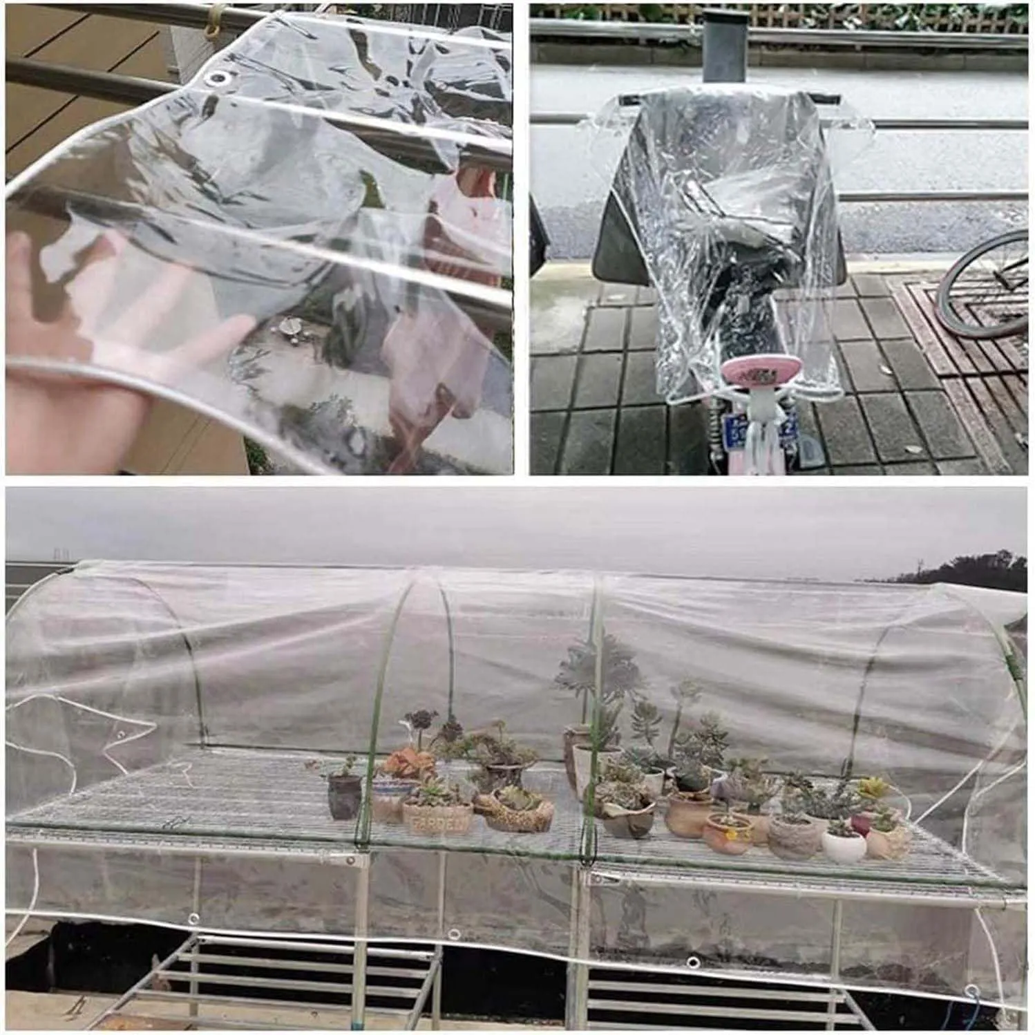 Clear PVC Tarps 2.6x29.5ft, Clear Tarpaulin Cover, Transparent Tarp with Grommets, Waterproof Outdoor Heavy Duty Tarpaulins, Ripstop, for Greenhouse, Patio, Porches