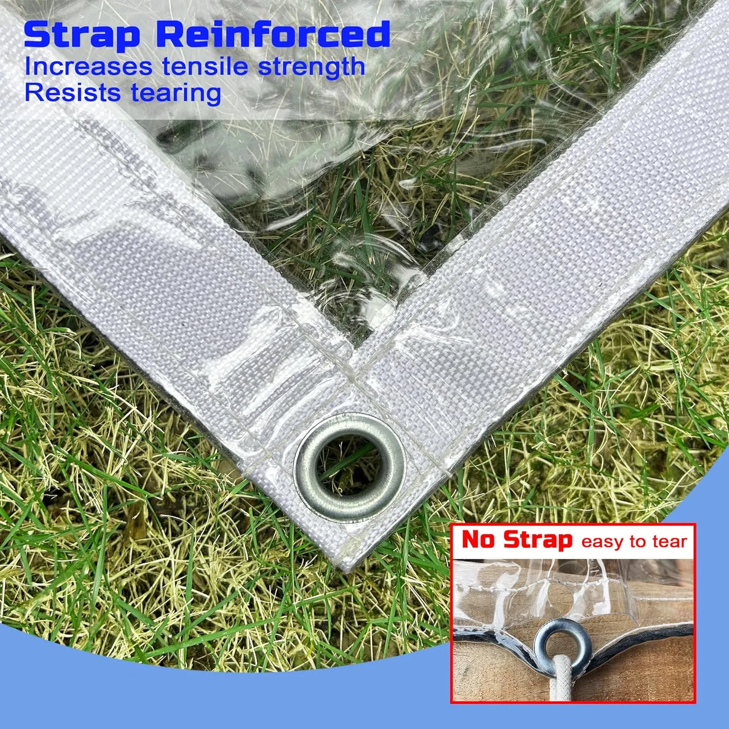 Clear Tarp 5 x 7FT, 20 Mil Clear Vinyl Tarp, Small Cover Plastic Sheeting with Grommets, Double-Stitched Reinforced Edges, Heavy Duty Tarps Waterproof and Tearproof
