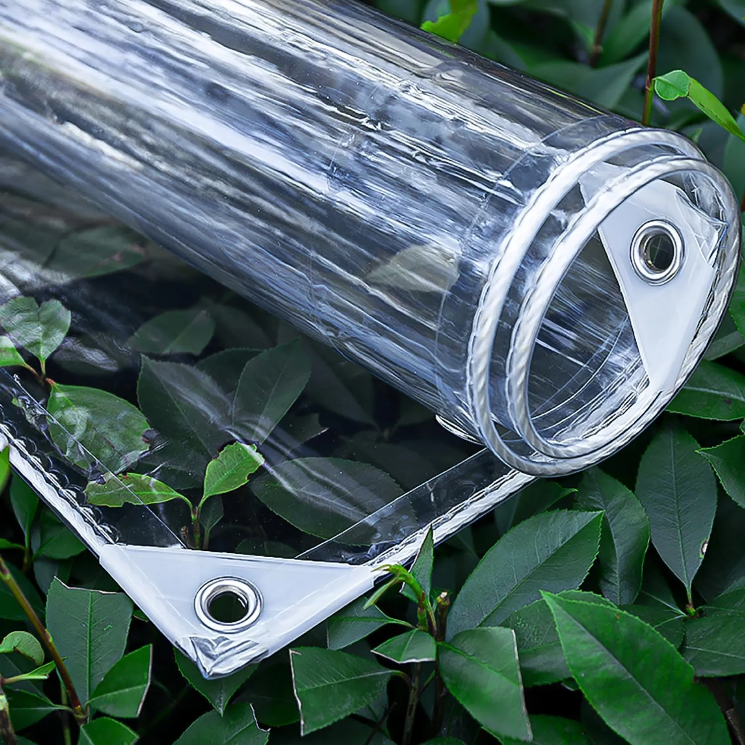 Clear Tarp, Clear Waterproof Tarps Heavy Duty Waterproof with Reinforced Edge, 16Mil Thickened Tear Resistant PVC Vinyl Tarpaulin Enclosure for Patio,Porch and Outdoor (8x8ft (2.4x2.4m))