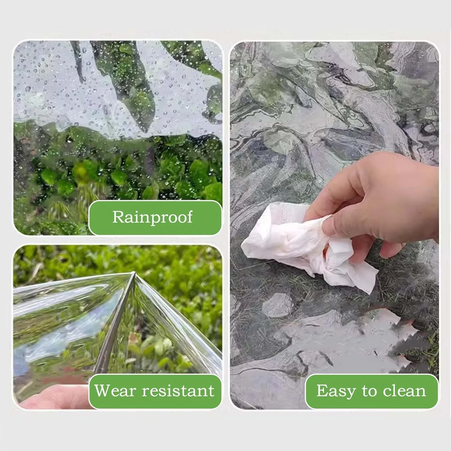Clear Tarp Waterproof with Grommets 4.6x4.9ft, Thickened Tear Resistant PVC Tarpaulin, Clear Plastic Tarps, Heavy Duty Tarpaulin for Greenhouse Balcony