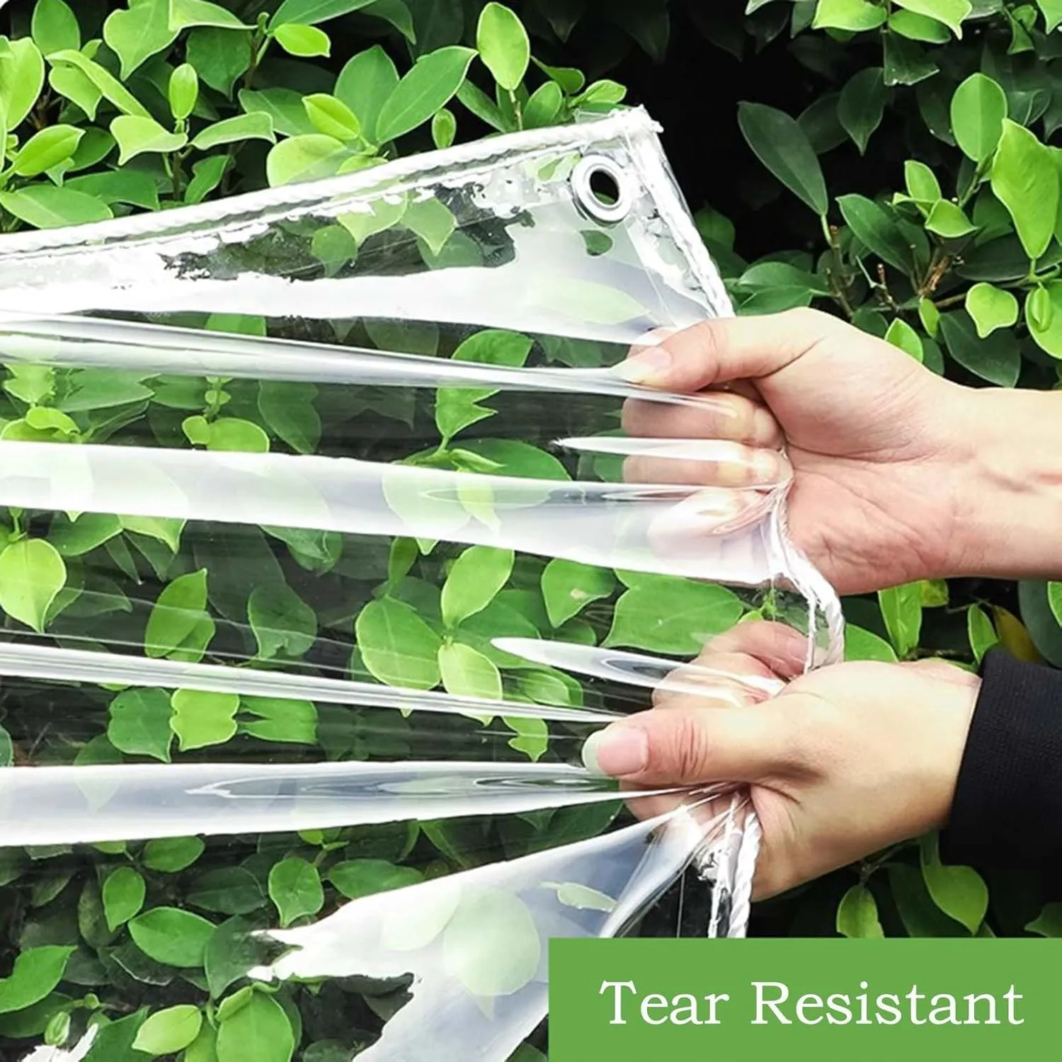 Clear Tarp Waterproof with Grommets 4.6x4.9ft, Thickened Tear Resistant PVC Tarpaulin, Clear Plastic Tarps, Heavy Duty Tarpaulin for Greenhouse Balcony