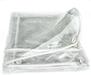 Clear Tarp Waterproof with Grommets 4.6x4.9ft, Thickened Tear Resistant PVC Tarpaulin, Clear Plastic Tarps, Heavy Duty Tarpaulin for Greenhouse Balcony