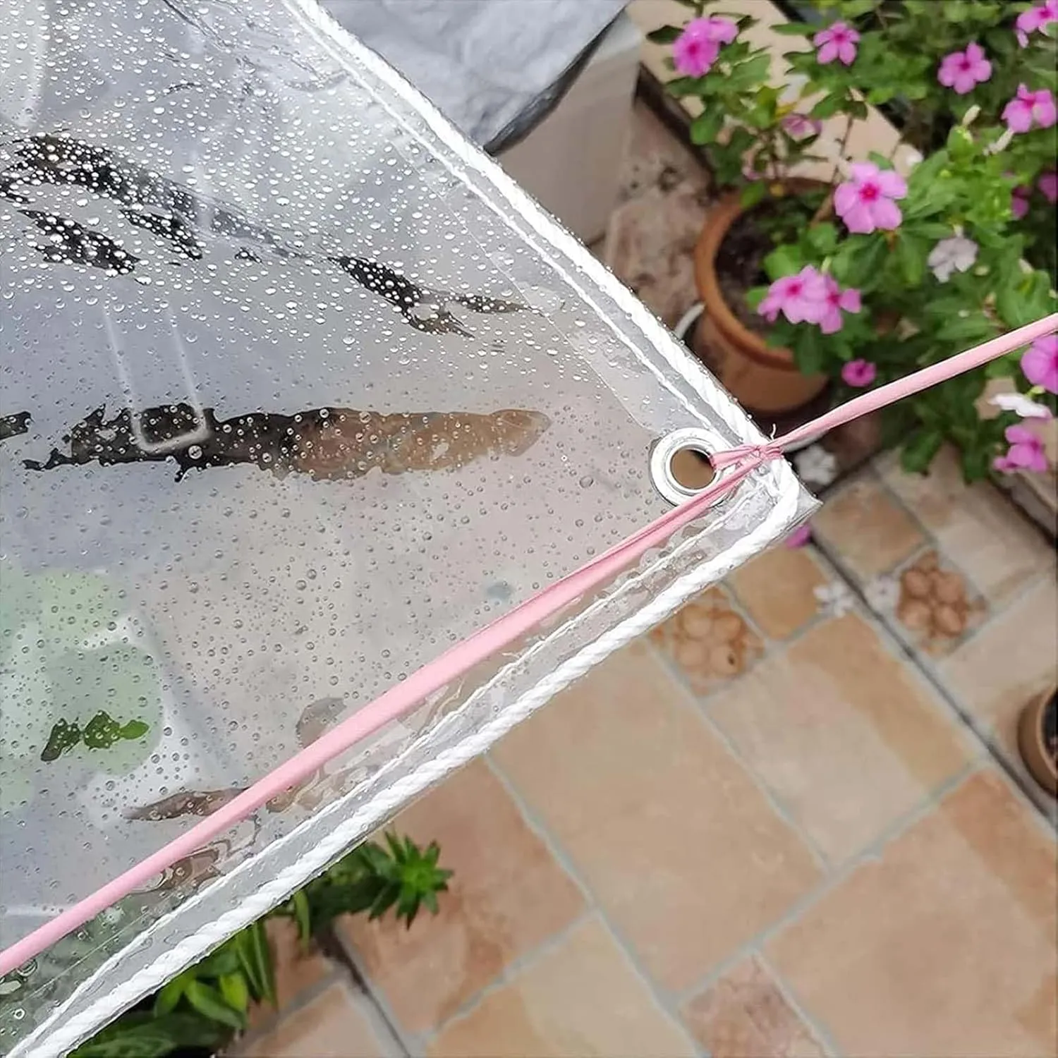 Clear Tarp Waterproof with Grommets 4.6x4.9ft, Thickened Tear Resistant PVC Tarpaulin, Clear Plastic Tarps, Heavy Duty Tarpaulin for Greenhouse Balcony