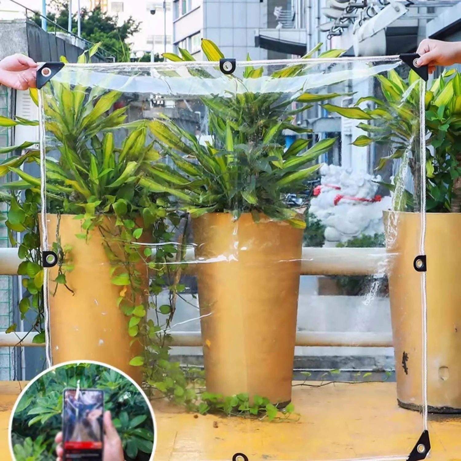 Clear Tarp with Grommets, PVC Tarpaulin Heavy Duty Waterproof, Reinforced Edges, Outdoor Greenhouse Tarps, Rainproof, for Garden, Cars, Patio