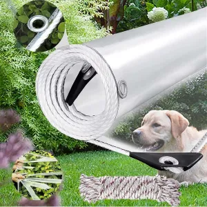 Clear Tarp with Grommets, Transparent Heavy Duty Waterproof Tarpaulin Cover with Reinforced Edge,14Mil Thickened Tear Resistant Waterproof PVC Vinyl Tarp for Patio,Camping,Greenhouse Outdoor 3x5ft
