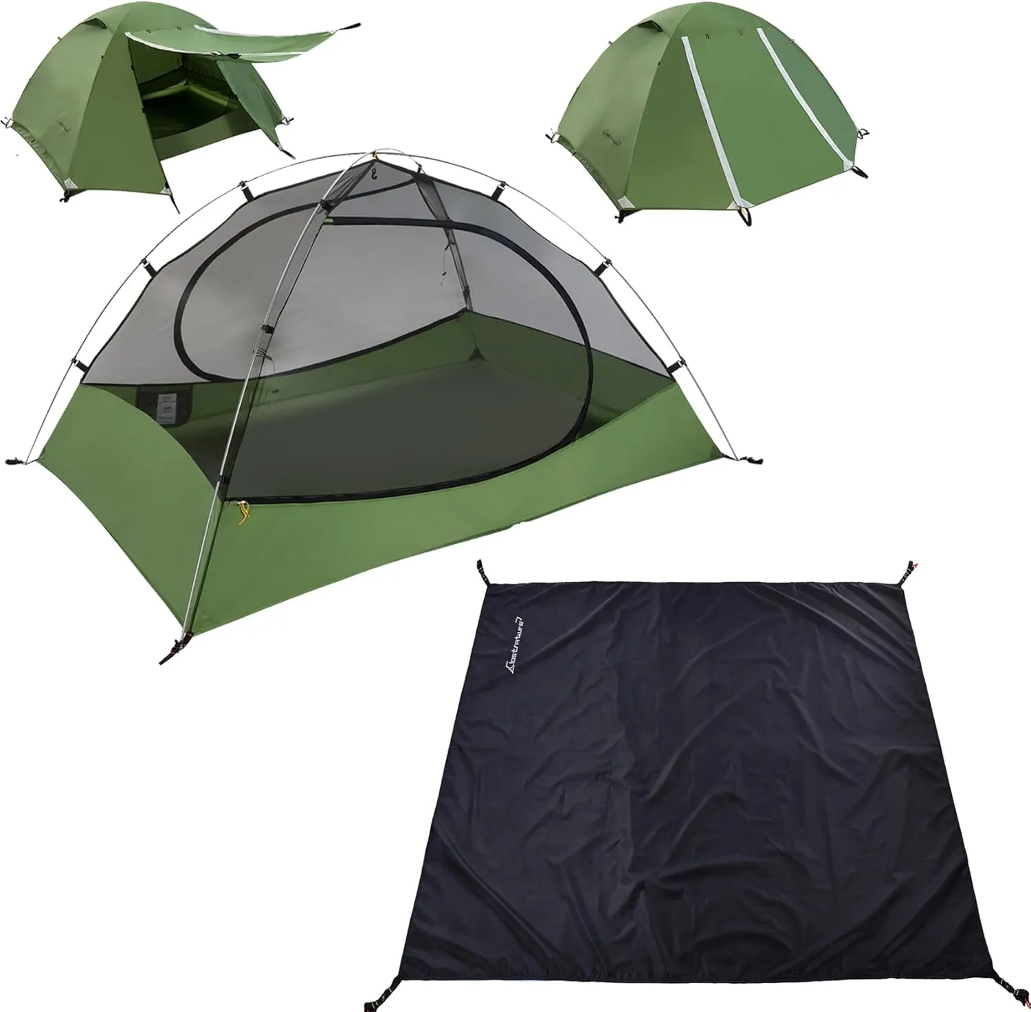Clostnature Polaris Lightweight Backpacking Tent - 7'3'' x 7'8'' x 4'7'' Camping Tent with Matching Waterproof Tent Footprint, 4 Person Waterproof Tent with Camping Tarp for Outdoor, Hiking