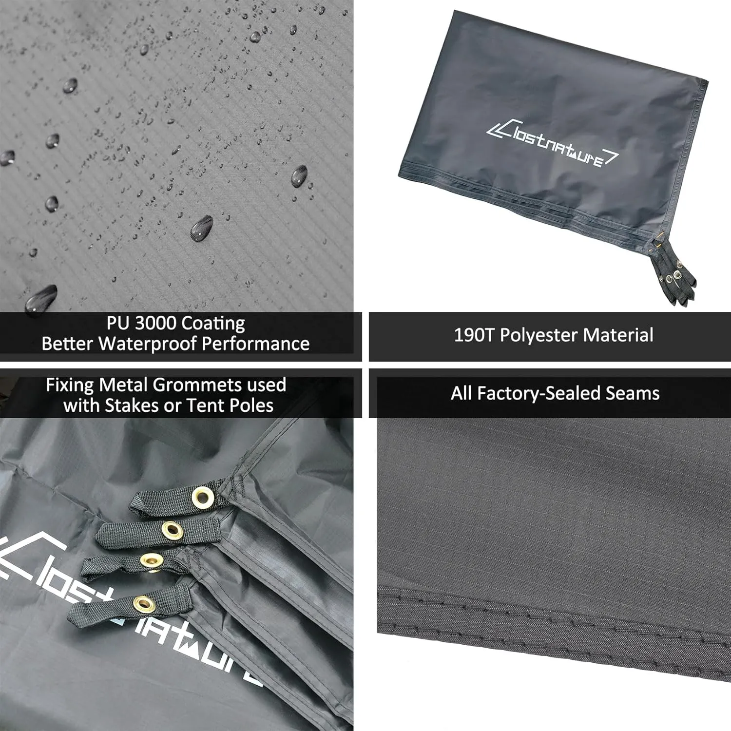 Clostnature Tent Footprint - Waterproof Camping Tarp, Heavy Duty Tent Floor Saver, Ultralight Ground Sheet Mat for Hiking, Backpacking, Hammock, Beach - Storage Bag Included