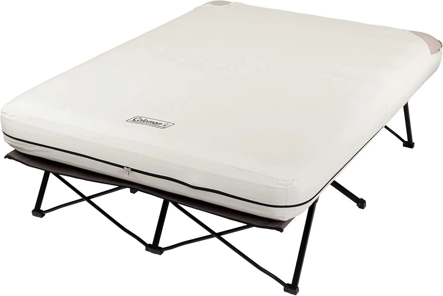 Coleman Queen-Size Airbed Cot Combination, Folding Air Mattress with Steel Frame & Side Table, Battery Pump Included