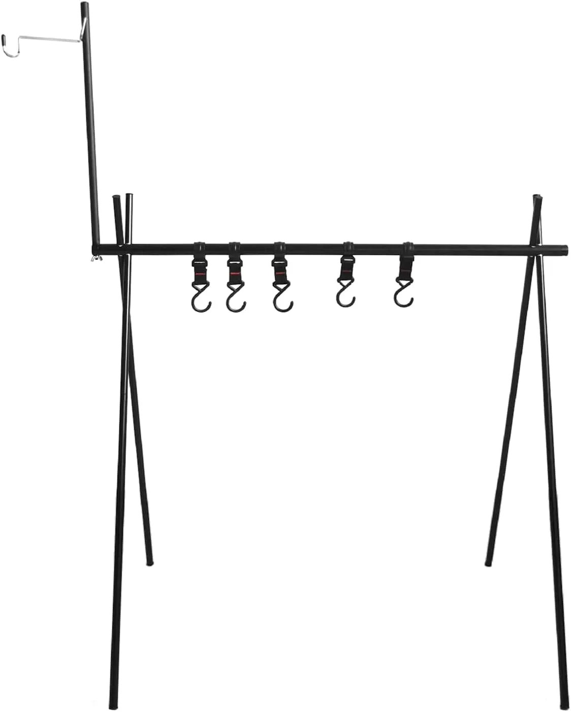 Collapsible Camping Cookware Hanging Rack with Hooks Lantern Stand Holder Outdoor BBQ Tool Clothes Storage Hanger Stand Organizer