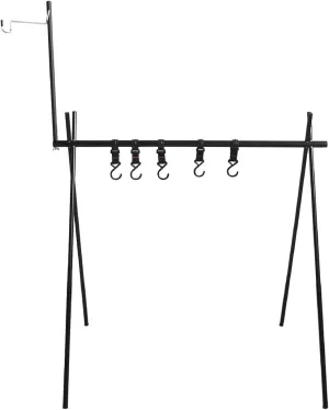 Collapsible Camping Cookware Hanging Rack with Hooks Lantern Stand Holder Outdoor BBQ Tool Clothes Storage Hanger Stand Organizer