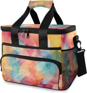 Colorful Tie Dye Rainbow Watercolor Cooler Bag Insulated Cooler Soft Sided Cooler 24 Can Portable Picnic Bag Large Leakproof Lunch Bag Box for Beach Grocery Camping Travel Car Men Women