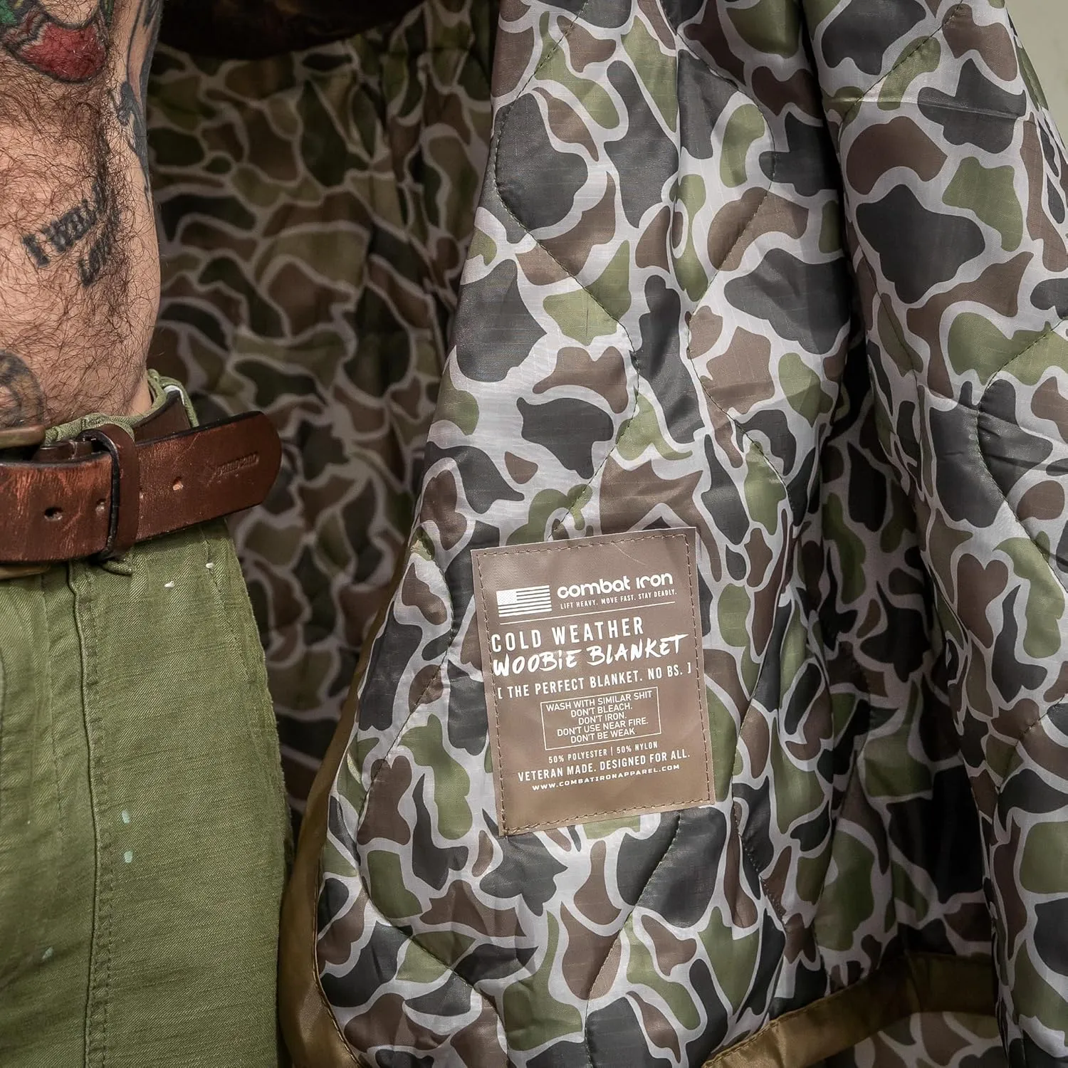 Combat Iron Woobie Thermal Blanket | Military-Grade Camping Blanket, Poncho Liner | Insulated, Water-Resistant, Portable | Original Duck Camo