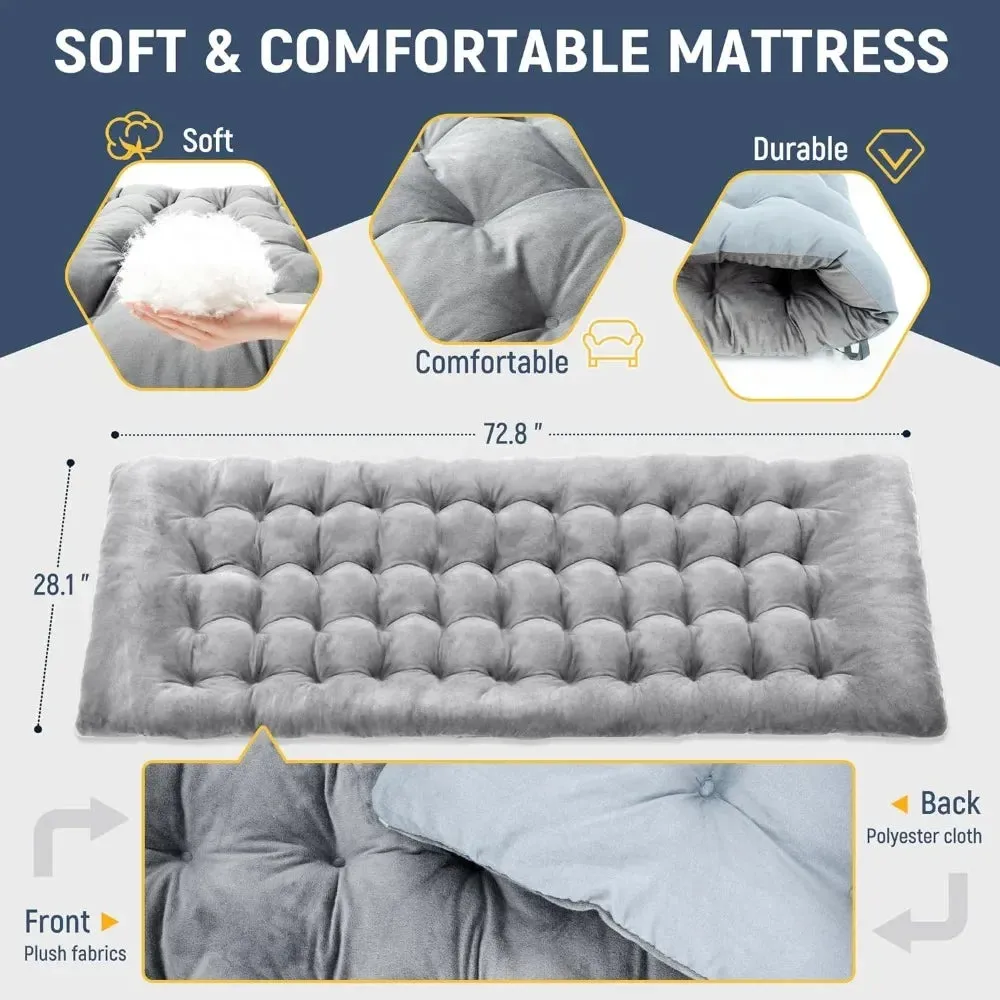 Comfortable Adjustable Camping Cot with Mattress and Pillow | 4-Position Folding Design | 74.8" x 26.8"