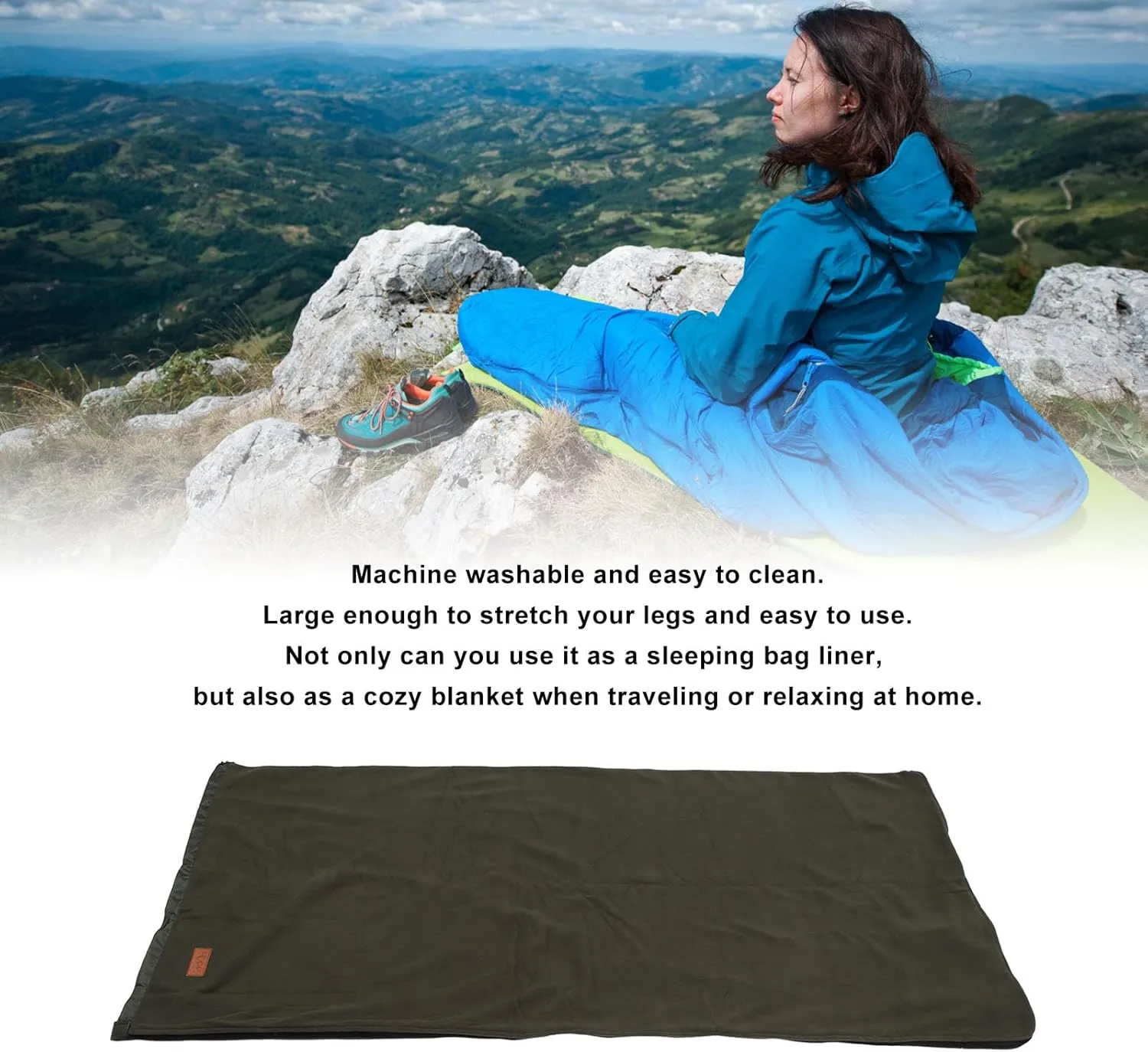 Comfortable Sleeping Bag Blanket, Ultra Thick Travel Blanket, Soft Outdoor Liner for Hiking, Camping, Backpacking, and Travel – Machine Washable and Lightweight