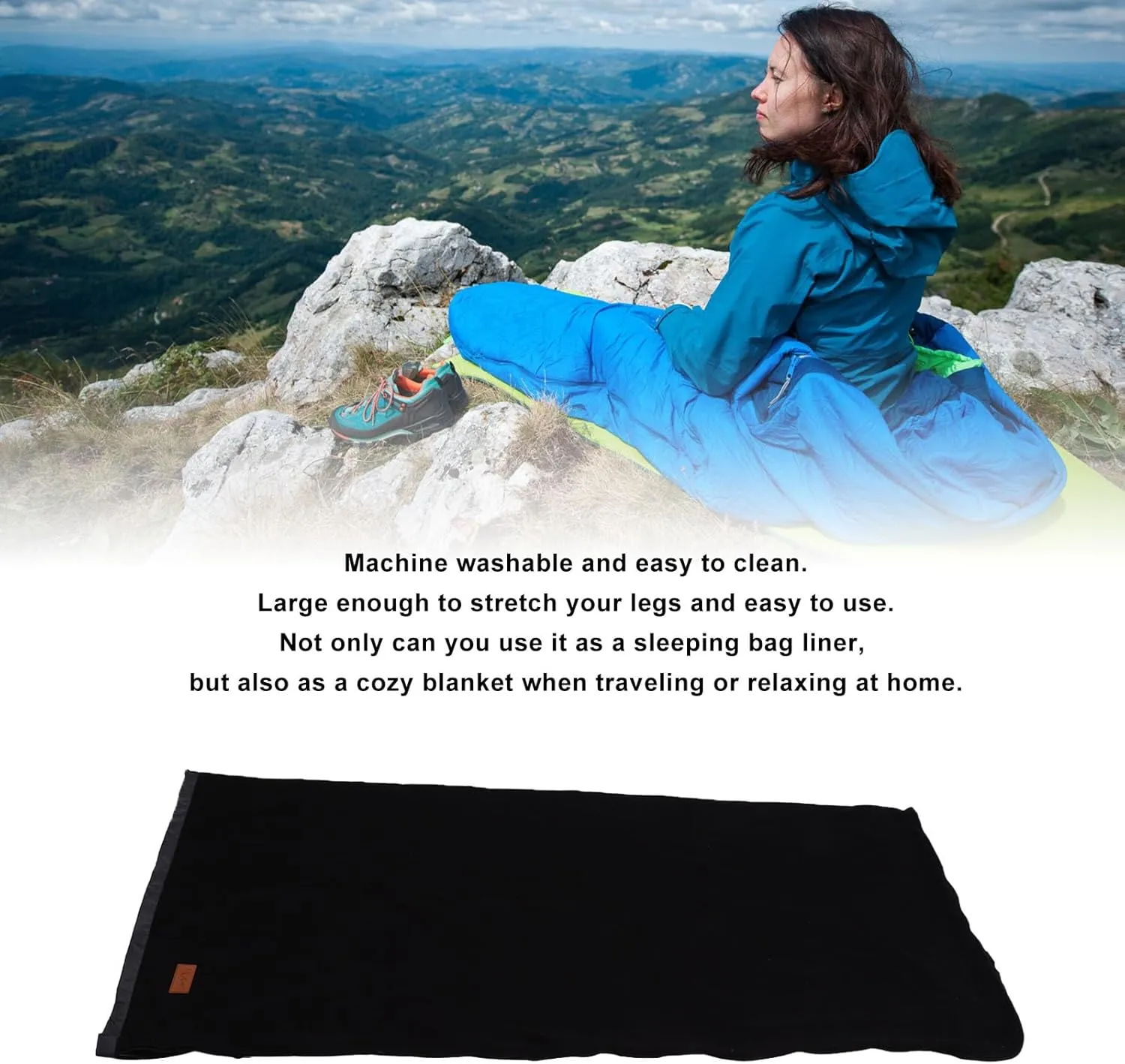 Comfortable Sleeping Bag Blanket, Ultra Thick Travel Blanket, Soft Outdoor Liner for Hiking, Camping, Backpacking, and Travel – Machine Washable and Lightweight