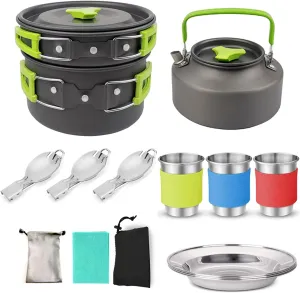 Cookware Set CamCookware Set Outdoor Cooking Equipment for CamHiking and Picnics for 2-3 People All in Compact Camp Cooking Set