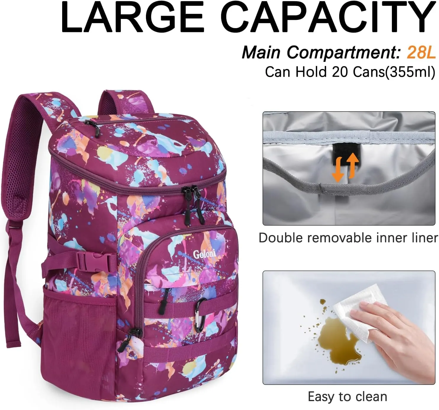 Cooler Backpack Insulated Leak Proof,Small Soft Coolers Bag for Men and Women Camping,Travel,Beach,Hiking,Picnic